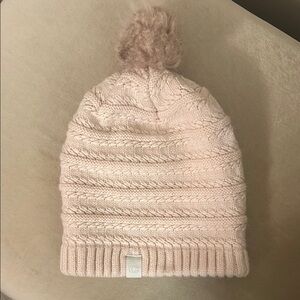 Pink Knit Winter Hat with Pom-Pom
